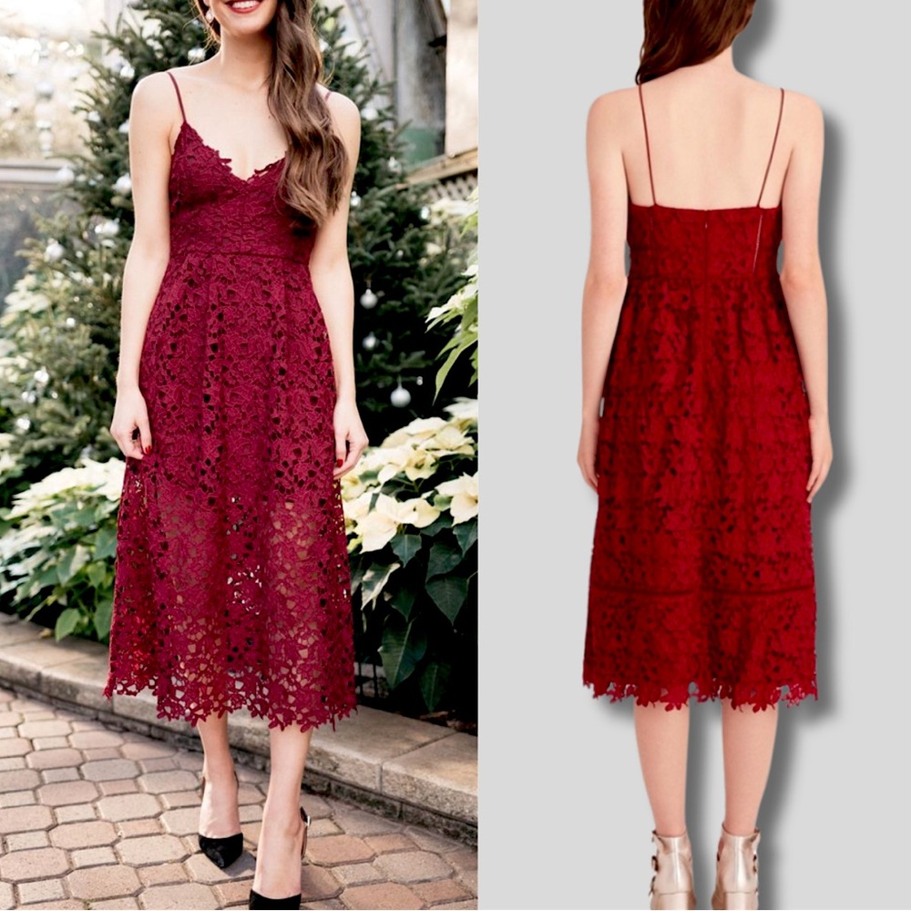 Club Monaco Burgundy Lace Midi Dress